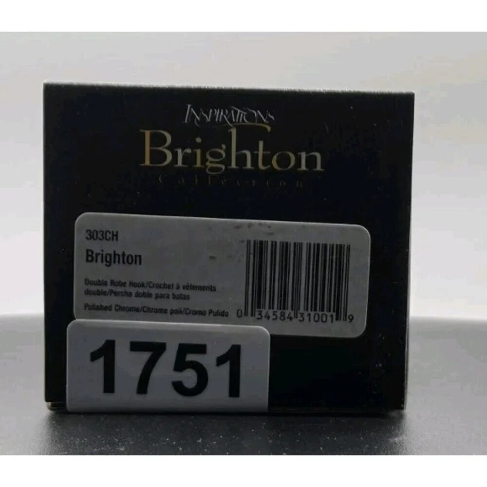 Brighton Single 2 Prong Robe Hook Polished Chrome